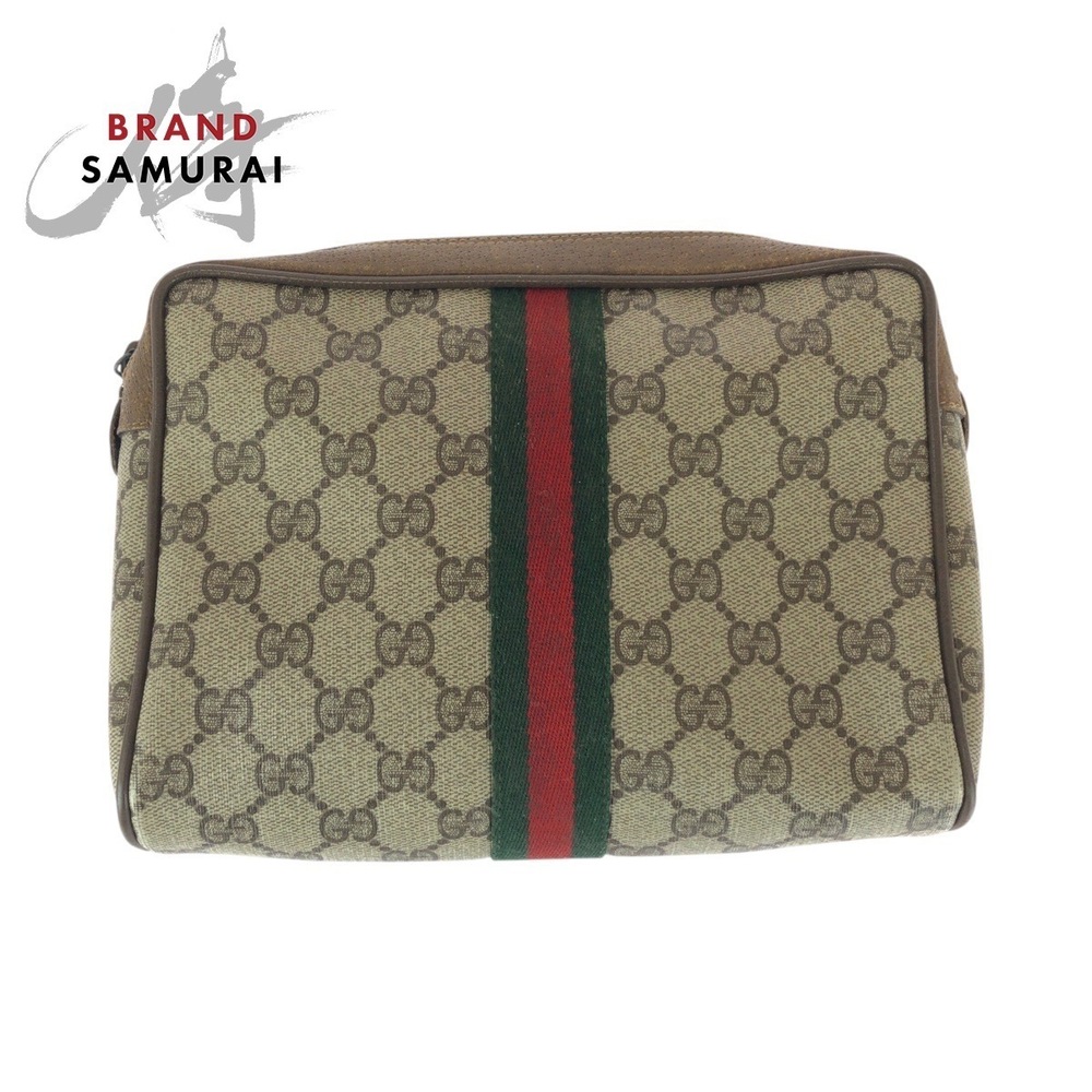 GUCCI Sherry Clutch Bag Beige Brown